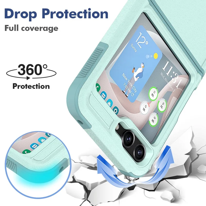 For Samsung Galaxy Z Flip5 5G Dual Layer Protection PC+TPU Cover Anti-Fall Phone Case - Mint Green