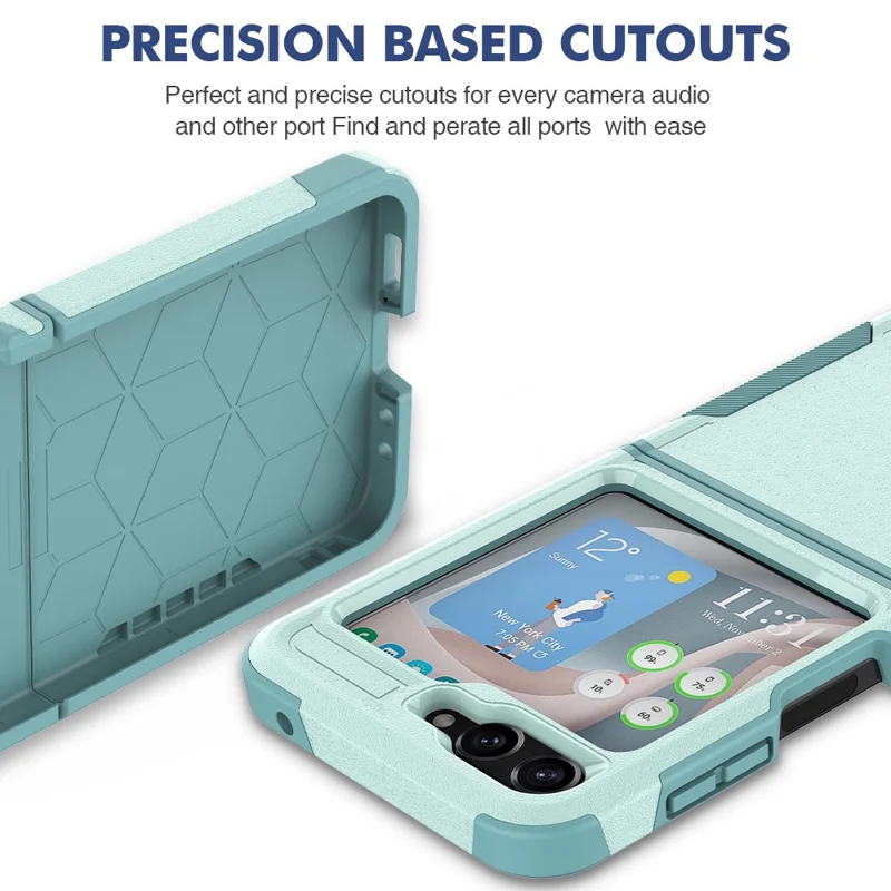For Samsung Galaxy Z Flip5 5G Dual Layer Protection PC+TPU Cover Anti-Fall Phone Case - Mint Green