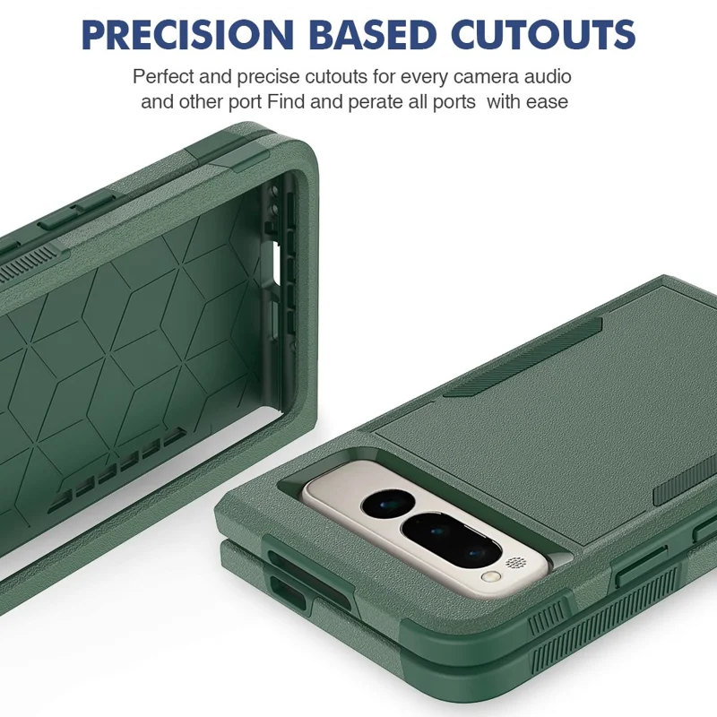 Anti-Fall Phone Case for Google Pixel Fold Hard PC+Soft TPU Slim Case Shockproof Phone Cover - Dark Green