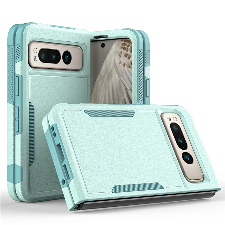 Anti-Fall Phone Case for Google Pixel Fold Hard PC+Soft TPU Slim Case Shockproof Phone Cover - Mint Green