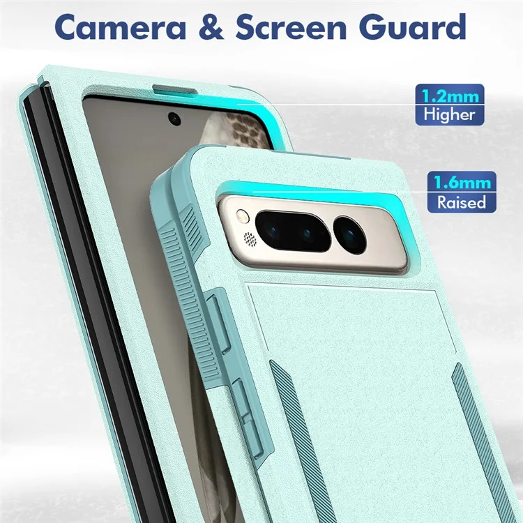 Anti-Fall Phone Case for Google Pixel Fold Hard PC+Soft TPU Slim Case Shockproof Phone Cover - Mint Green