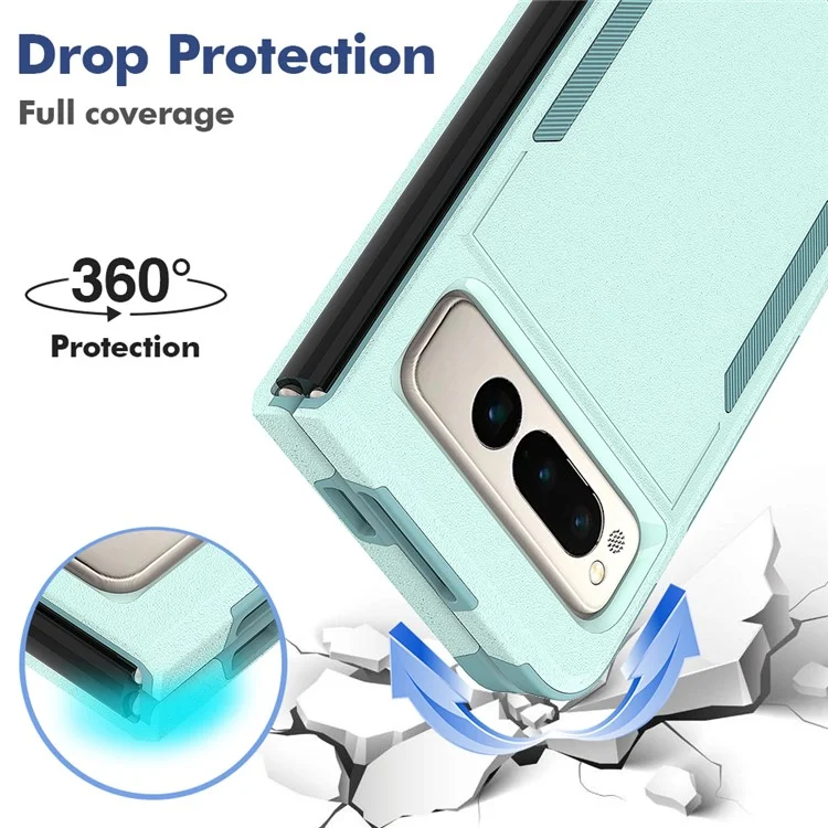 Anti-Fall Phone Case for Google Pixel Fold Hard PC+Soft TPU Slim Case Shockproof Phone Cover - Mint Green