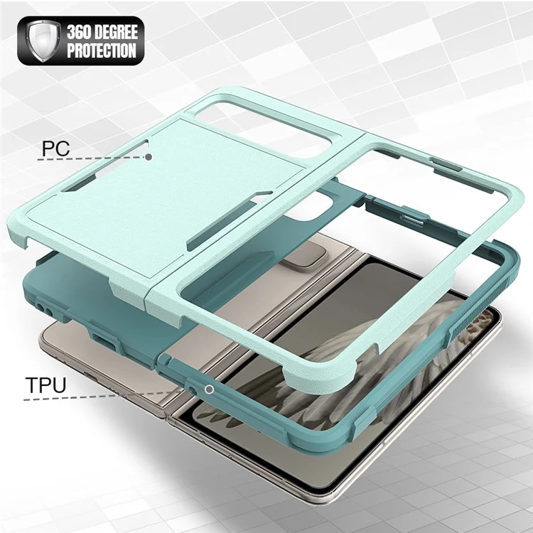 Anti-Fall Phone Case for Google Pixel Fold Hard PC+Soft TPU Slim Case Shockproof Phone Cover - Mint Green