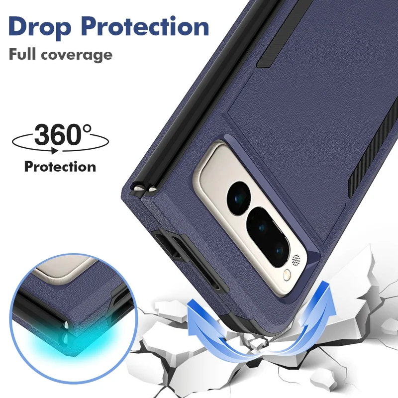Anti-Fall Phone Case for Google Pixel Fold Hard PC+Soft TPU Slim Case Shockproof Phone Cover - Dark Blue