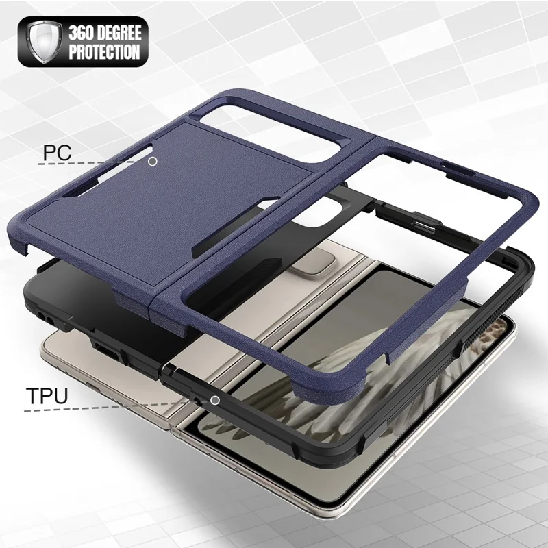 Anti-Fall Phone Case for Google Pixel Fold Hard PC+Soft TPU Slim Case Shockproof Phone Cover - Dark Blue