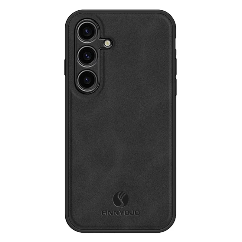 ANNYOJO For Samsung Galaxy S23 FE Slim Phone Cover PU Leather+PC+TPU Protective Phone Case Support Magnetic Car Mount - Black