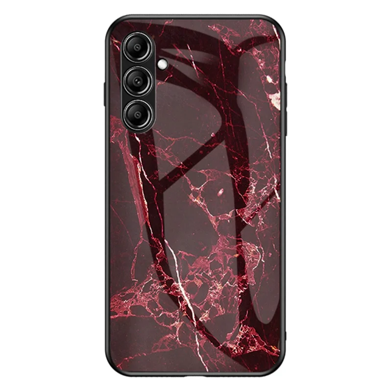 For Samsung Galaxy S23 FE Marble Pattern Phone Case Tempered Glass+PC Back TPU Frame Protective Cover - Blood Red Marble