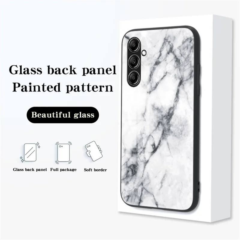 For Samsung Galaxy S23 FE Marble Pattern Phone Case Tempered Glass+PC Back TPU Frame Protective Cover - Blood Red Marble