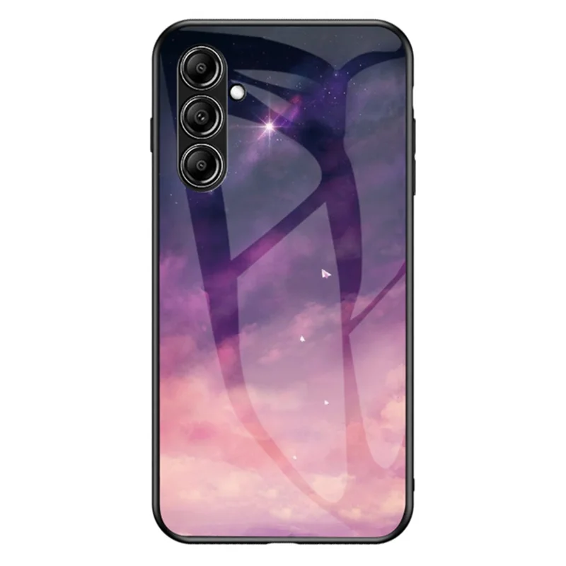 Pour Samsung Galaxy S23 FE Starry Sky Pattern Tempered Glass Case PC+TPU Anti-Scratch Phone Cover - Dream Starry Sky