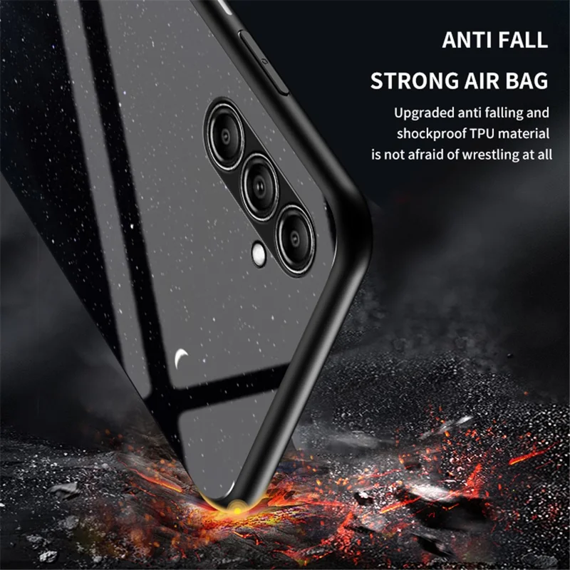 Pour Samsung Galaxy S23 FE Starry Sky Pattern Tempered Glass Case PC+TPU Anti-Scratch Phone Cover - Dream Starry Sky