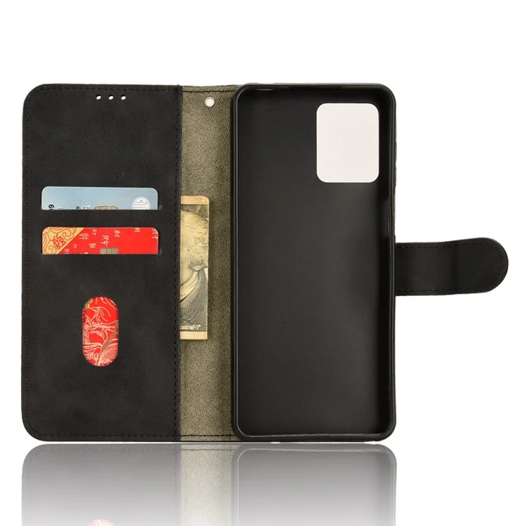 Для Motorola Moto G14 4G пылезащитный кожаный бумажник со стойкой Skin-touch Full Protection Phone Cover - черный