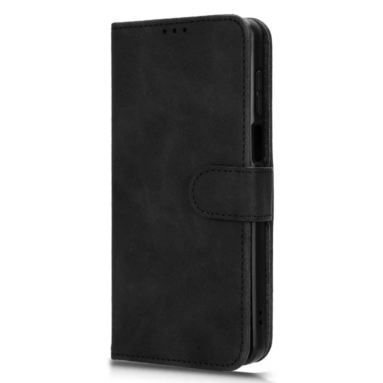 Для Motorola Moto G14 4G пылезащитный кожаный бумажник со стойкой Skin-touch Full Protection Phone Cover - черный