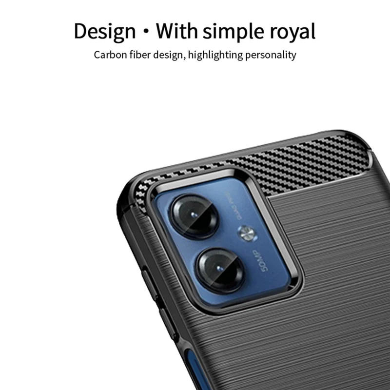 MOFI JK TPU Series-1 for Motorola Moto G14 4G Carbon Fiber Texture Brushed Cover TPU Anti-scratch Phone Case - Black