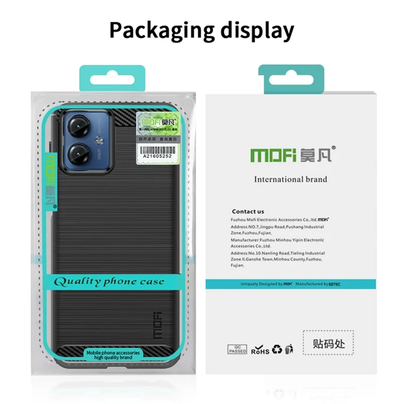 MOFI JK TPU Series-1 for Motorola Moto G14 4G Carbon Fiber Texture Brushed Cover TPU Anti-scratch Phone Case - Black
