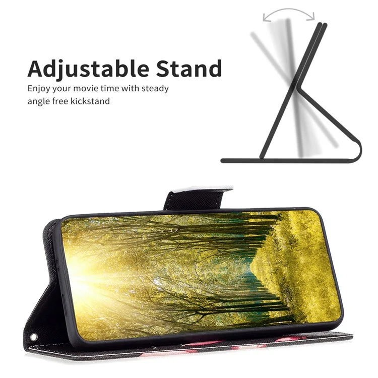 Magnetic Wallet Case for Motorola Moto G14 4G , PU Leather Pattern Printing Stand Phone Cover - Lotus