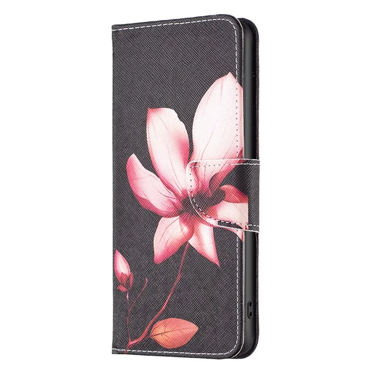 Magnetic Wallet Case for Motorola Moto G14 4G , PU Leather Pattern Printing Stand Phone Cover - Lotus