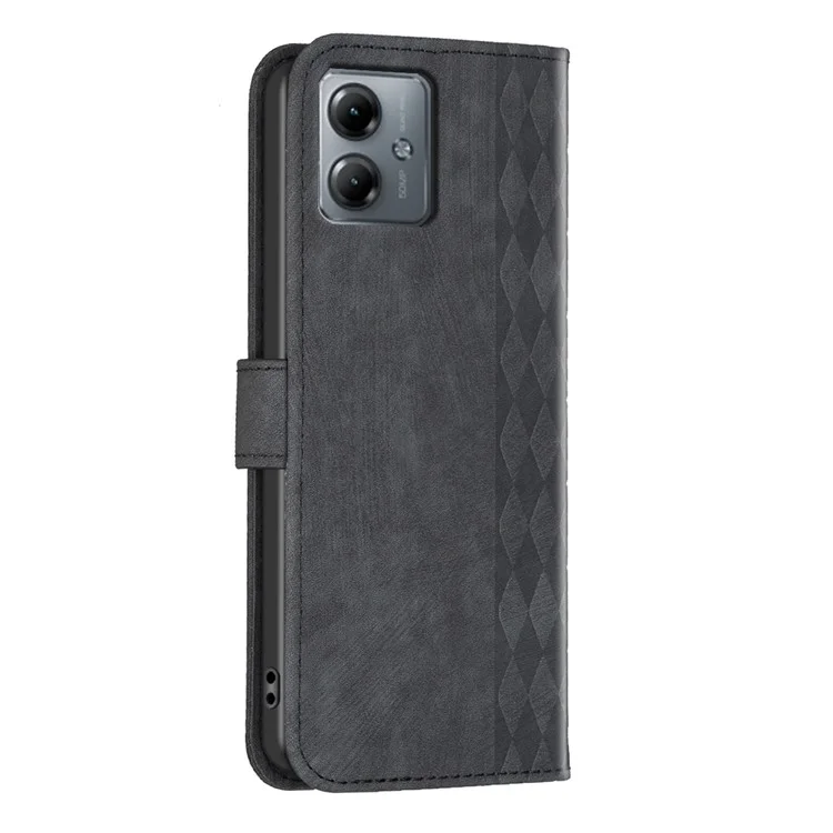 Para Motorola Moto G14 4G Imprinted Pattern PU Leather Phone Case Stand Wallet Anti-drop Cover - Black