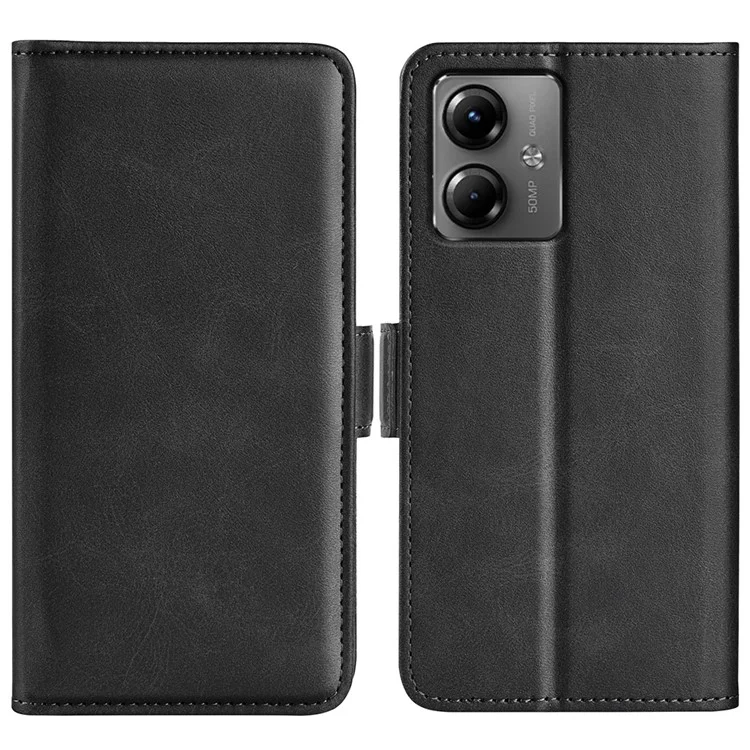 For Motorola Moto G14 4G Multifunction Phone Cover Calf Texture Wallet Leather Phone Stand Case - Black