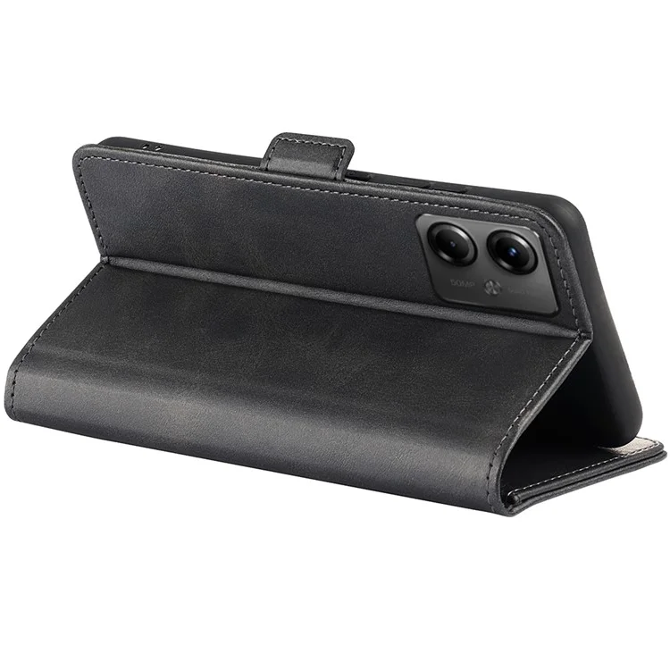 For Motorola Moto G14 4G Multifunction Phone Cover Calf Texture Wallet Leather Phone Stand Case - Black