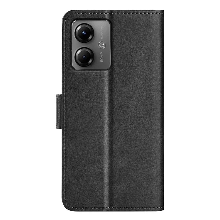 For Motorola Moto G14 4G Multifunction Phone Cover Calf Texture Wallet Leather Phone Stand Case - Black
