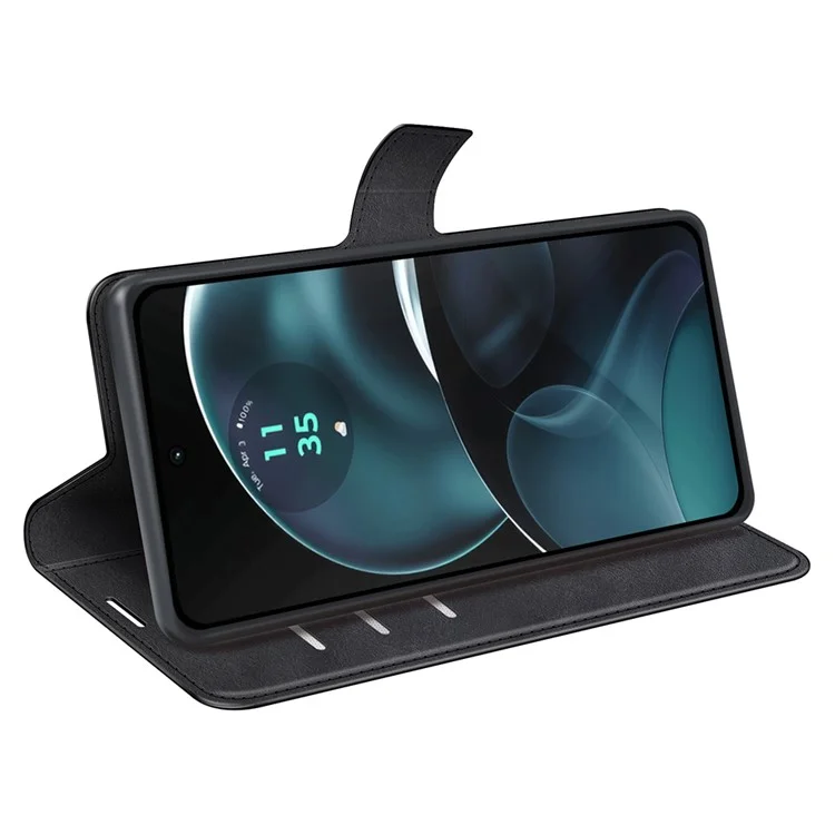 Para Motorola Moto G14 4G Wallet Stand Caso de Telefone de Couro PU - Proteção Completa Capa de Telefone - Preto