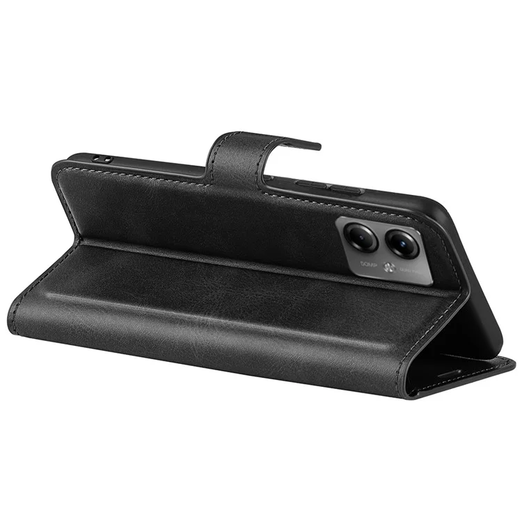Para Motorola Moto G14 4G Wallet Stand Caso de Telefone de Couro PU - Proteção Completa Capa de Telefone - Preto