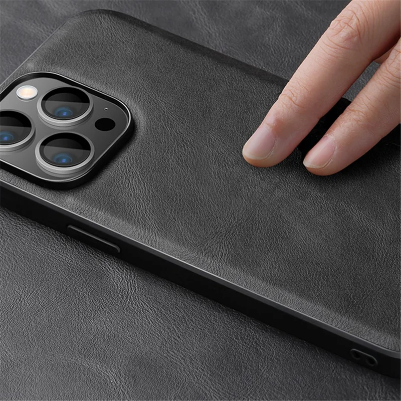 X-LEVEL Bojue-3-Serie für iPhone 15 Pro PU-Leder beschichtete TPU-Hülle Anti-Drop-Telefonhülle - Schwarz