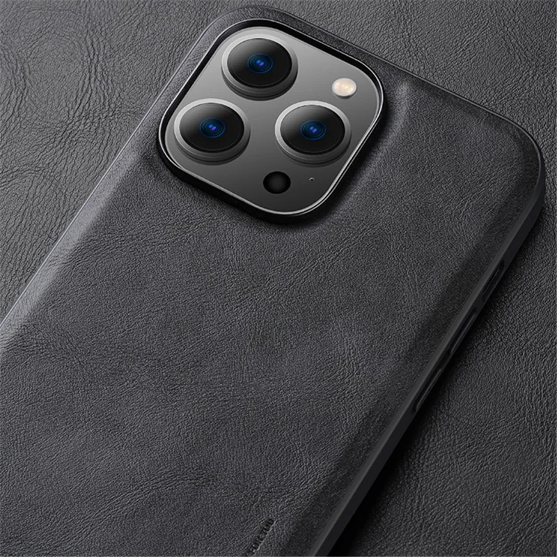 X-LEVEL Bojue-3-Serie für iPhone 15 Pro PU-Leder beschichtete TPU-Hülle Anti-Drop-Telefonhülle - Schwarz