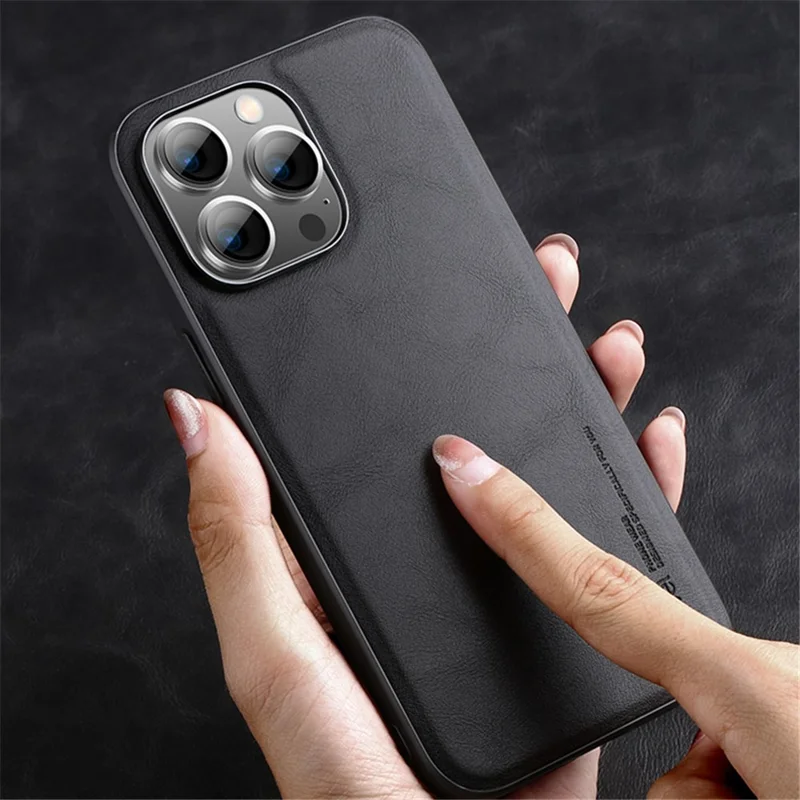 X-LEVEL Bojue-3-Serie für iPhone 15 Pro PU-Leder beschichtete TPU-Hülle Anti-Drop-Telefonhülle - Schwarz