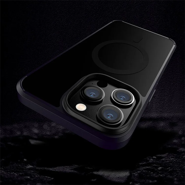 X-LEVEL Slim Phone Case für iPhone 15 Pro Max Anti-Kratzer TPU+PC Matt Phone Cover kompatibel mit MagSafe - Schwarz