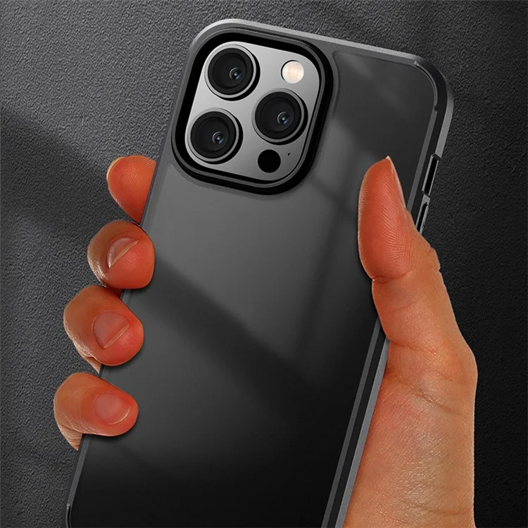 X-LEVEL Anti-Fall Slim Phone Case für iPhone 15 Pro Max PC Rückseite Weiche TPU-Kanten, matter Telefonschutz - Schwarz