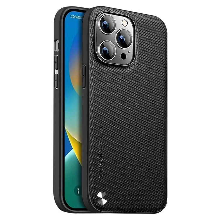 X-LEVEL Kevlar II Series Shockproof Case for iPhone 15 Pro Carbon Fiber Texture PU+TPU Anti-Fall Phone Cover - Black
