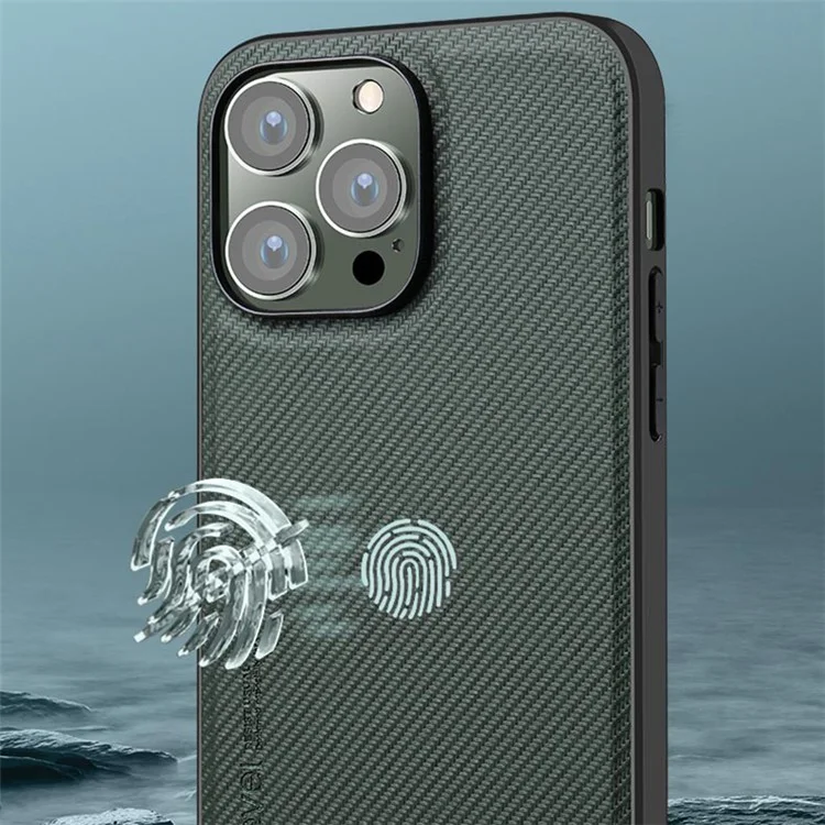 X-LEVEL Kevlar II Series Shockproof Case for iPhone 15 Pro Carbon Fiber Texture PU+TPU Anti-Fall Phone Cover - Black