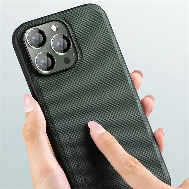 X-LEVEL Kevlar II Series Shockproof Case for iPhone 15 Pro Carbon Fiber Texture PU+TPU Anti-Fall Phone Cover - Black