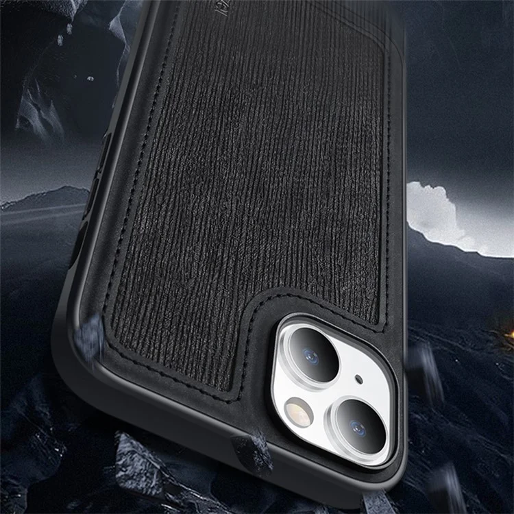 X-LEVEL For iPhone 15 Line Splicing Anti-Slip Cover PU Leather Coated TPU Wear-Resistant Phone Case - Green