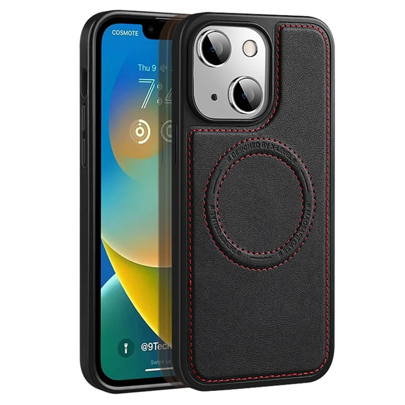 X-LEVEL Magnetic Phone Case for iPhone 15 , PU Leather Coated TPU+PC Hybrid Shockproof Cover - Black