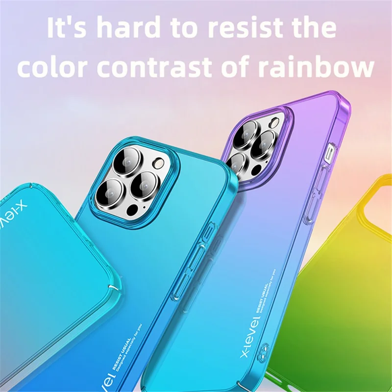 X-LEVEL For iPhone 15 Pro Max Colorful Series Hard PC Back Protector Case Color Splicing Phone Cover - Orange