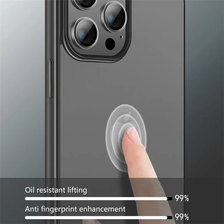 X-LEVEL For iPhone 15 Pro Transparent Anti-fingerprint Phone Cover Electroplating Soft TPU Case - Black