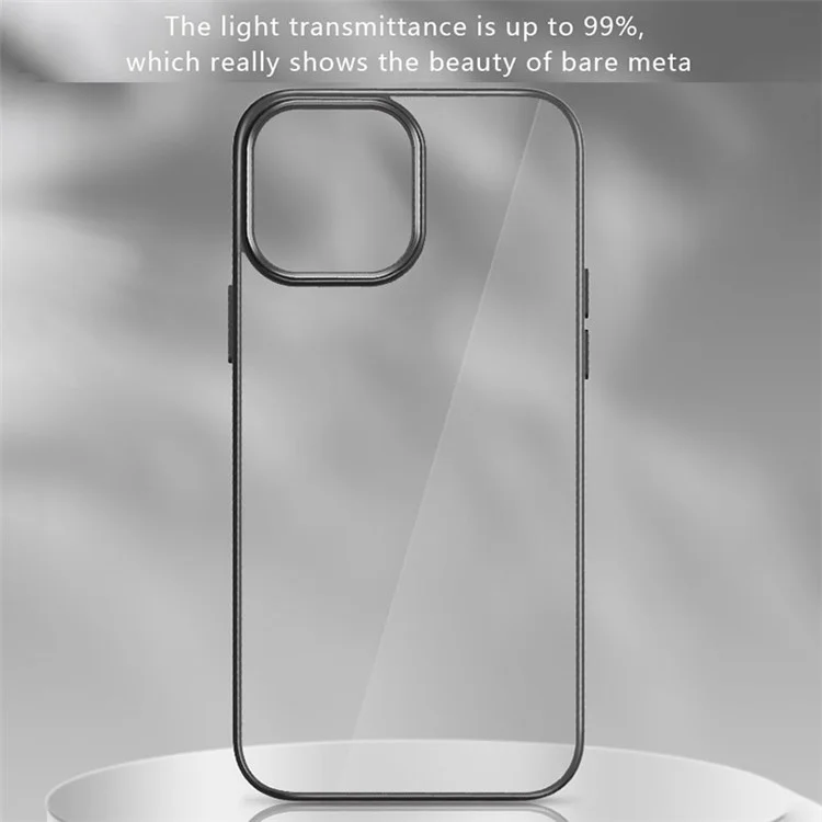 X-LEVEL For iPhone 15 Pro Transparent Anti-fingerprint Phone Cover Electroplating Soft TPU Case - Black