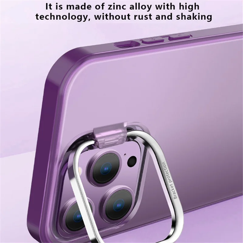 X-LEVEL PC+TPU Cell Phone Case for iPhone 15 Pro Max , Matte Camera Frame Kickstand Back Cover - Transparent