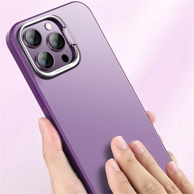 X-LEVEL PC+TPU Cell Phone Case for iPhone 15 Pro Max , Matte Camera Frame Kickstand Back Cover - Transparent