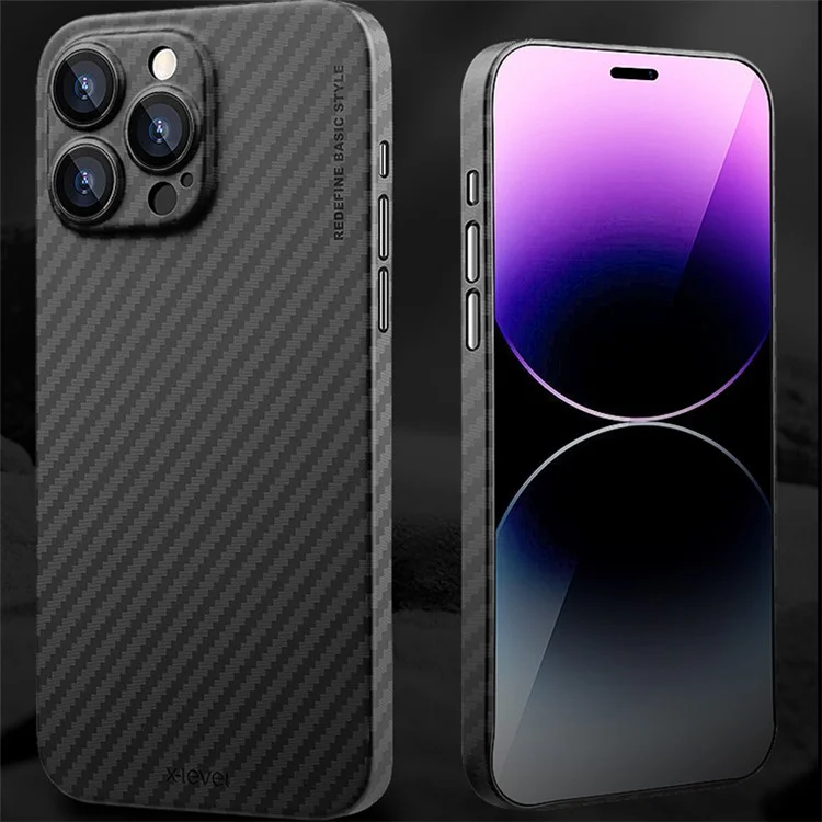 X-LEVEL For iPhone 15 Carbon Fiber Texture Hard PC Back Protector Case Ultra Thin Phone Cover