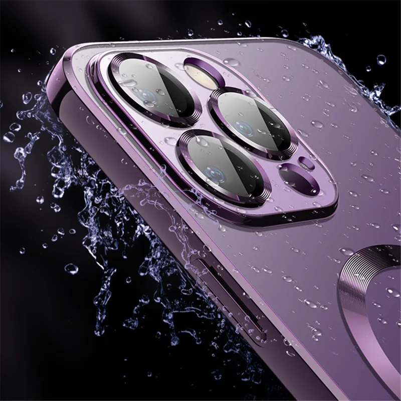 X-LEVEL Electroplating Slim Case для iPhone 15 Pro Glass Lens Guard Clear TPU Phone Cover, совместимый с MagSafe - Черный