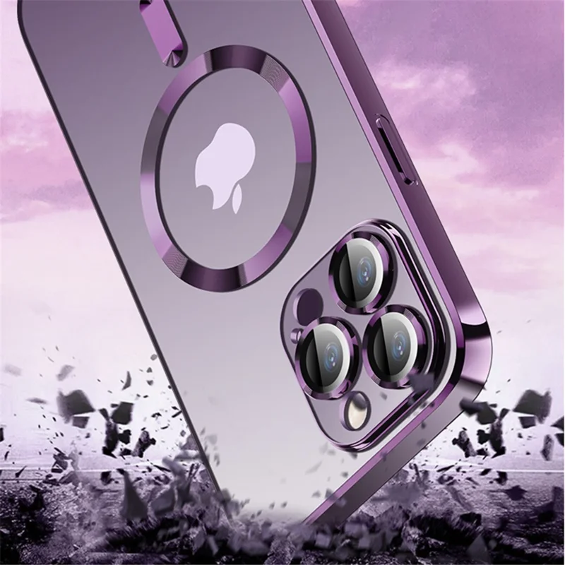 X-LEVEL Electroplating Slim Case для iPhone 15 Pro Glass Lens Guard Clear TPU Phone Cover, совместимый с MagSafe - Черный