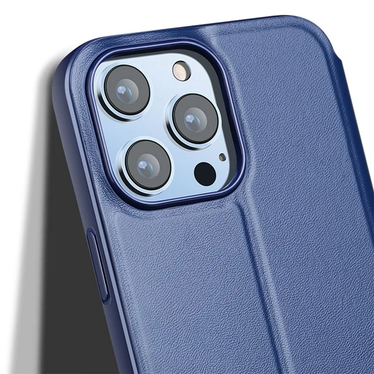 X-LEVEL Colorful-? Series Shockproof Stand Case for iPhone 15 Plus Magnetic Closure PU Leather Flip Cover - Dark Blue
