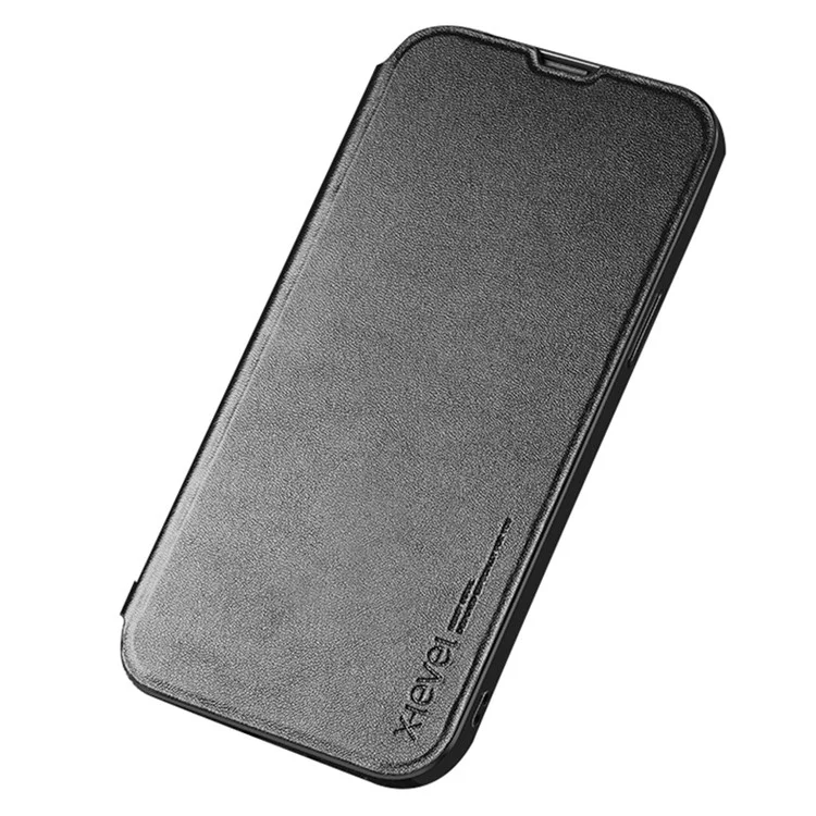 X-LEVEL Colorful-? Series For iPhone 15 Pro Max Protective Case Anti-Drop PU Leather Flip Phone Cover with Stand - Black