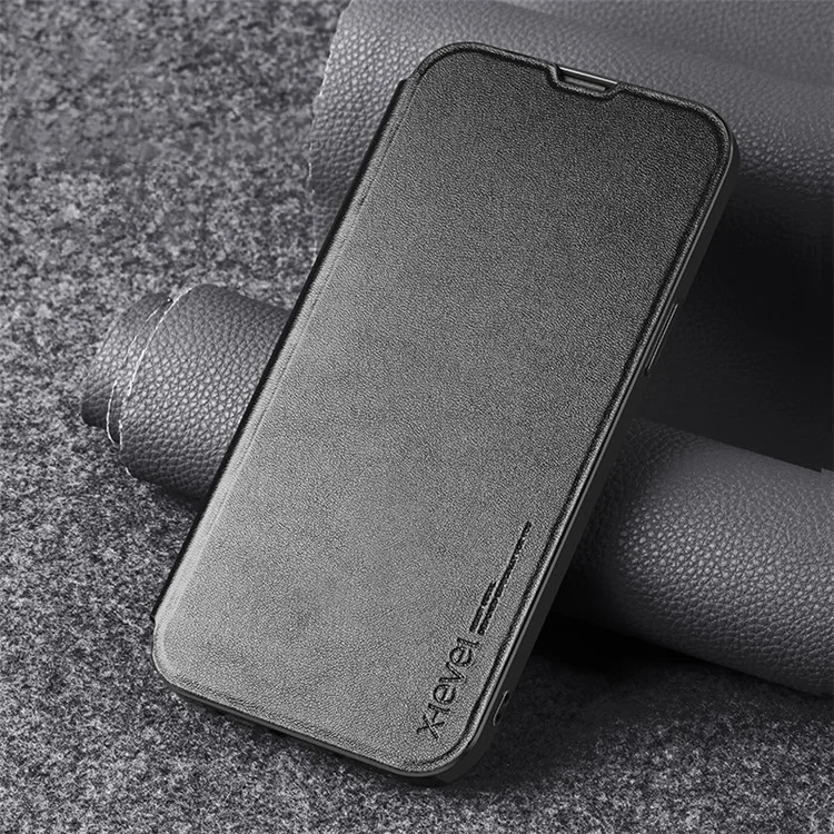 X-LEVEL Colorful-? Series For iPhone 15 Pro Max Protective Case Anti-Drop PU Leather Flip Phone Cover with Stand - Black