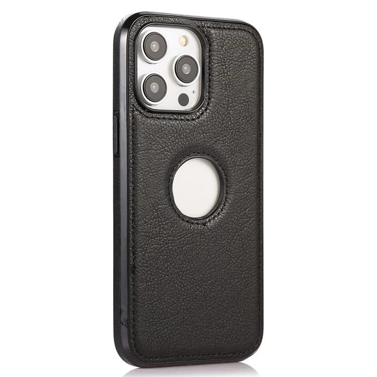 Custodia per iPhone 15 Pro Max in PU+TPU, antiurto, sottile, anti-caduta, con visualizzazione del logo del telefono - Nero