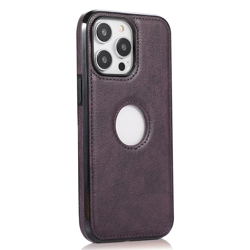 PU+TPU Phone Case for iPhone 15 Pro Max Shockproof Slim Case Anti-Drop Logo View Phone Cover - Purple