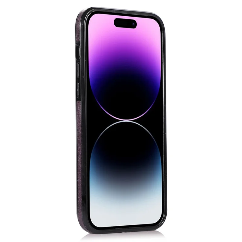 PU+TPU Phone Case for iPhone 15 Pro Max Shockproof Slim Case Anti-Drop Logo View Phone Cover - Purple